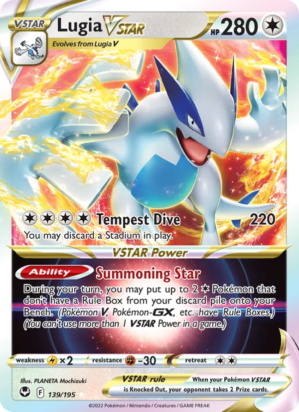 Lugia VSTAR in the condition we recommend submitting for grading