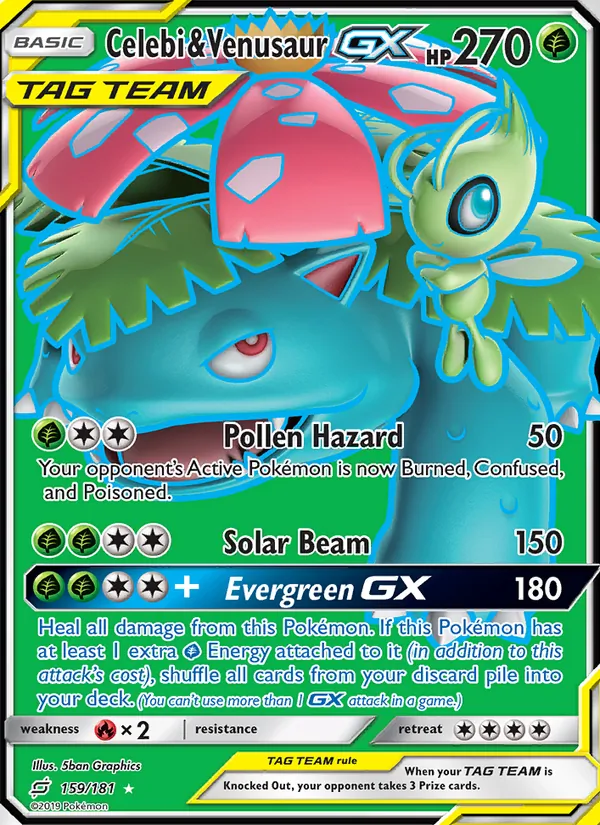 Celebi & Venusaur GX: et eksempel på den korttype guiden handler om
