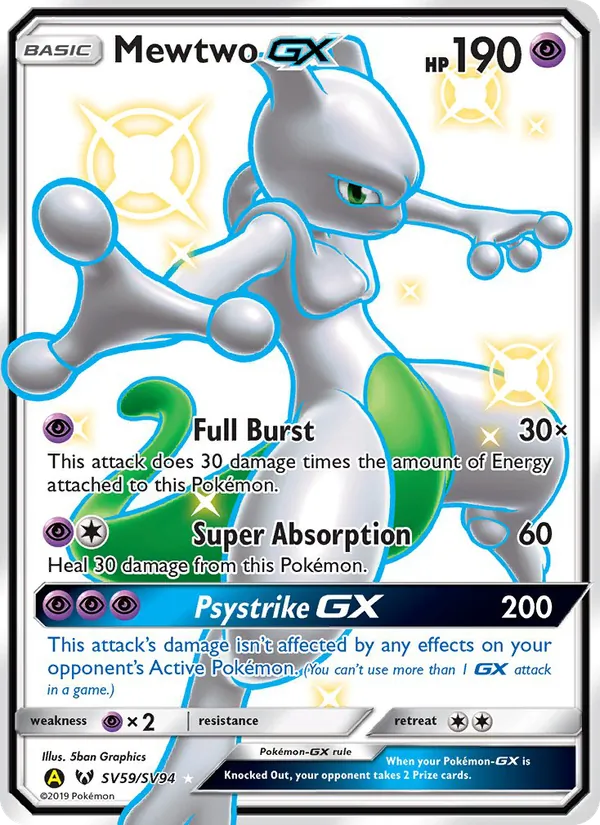 Mewtwo-GX: et eksempel på den korttype guiden handler om