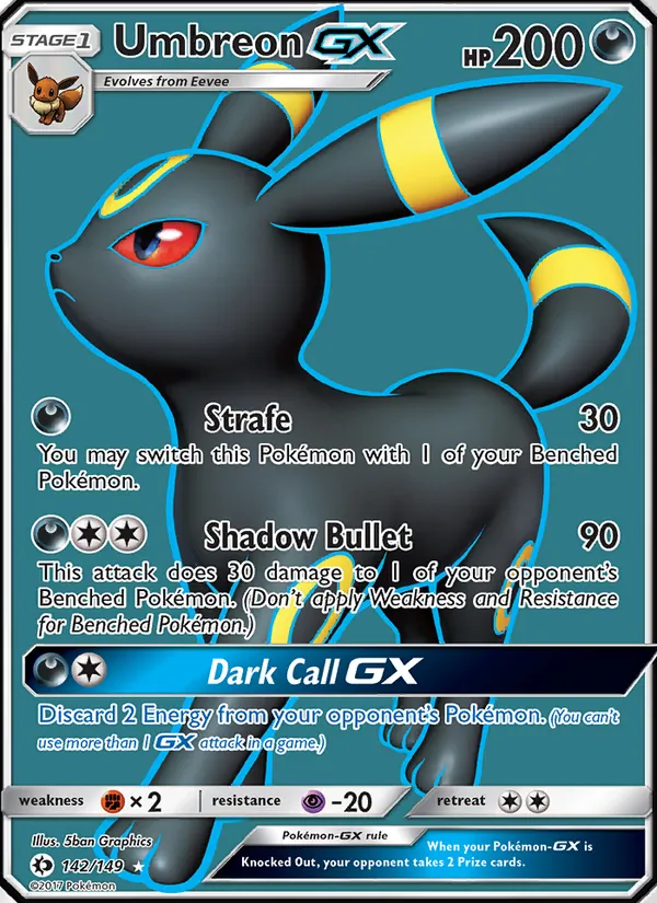 Umbreon GX: et eksempel på den korttype guiden handler om