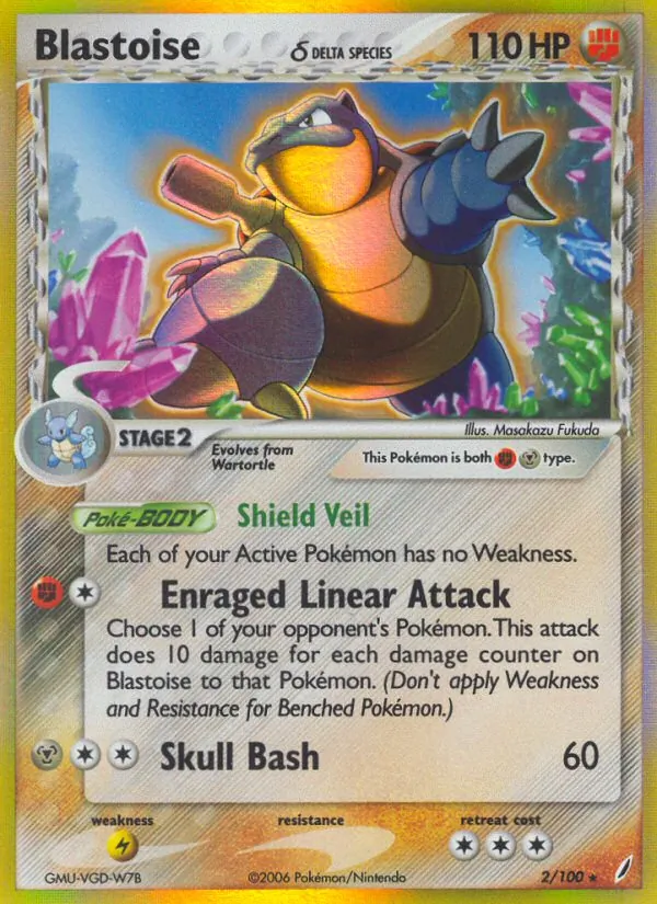 Corners, edges and centring on Blastoise δ are exactly what graders inspect