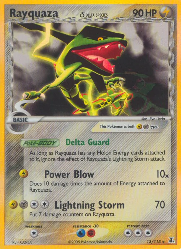 Rayquaza δ: et eksempel på den korttype guiden handler om