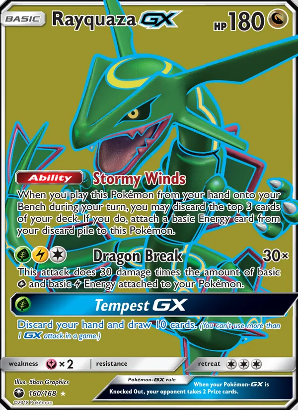 Hjørner, kanter og centrering på Rayquaza GX er præcis det gradingfirmaerne kigger efter